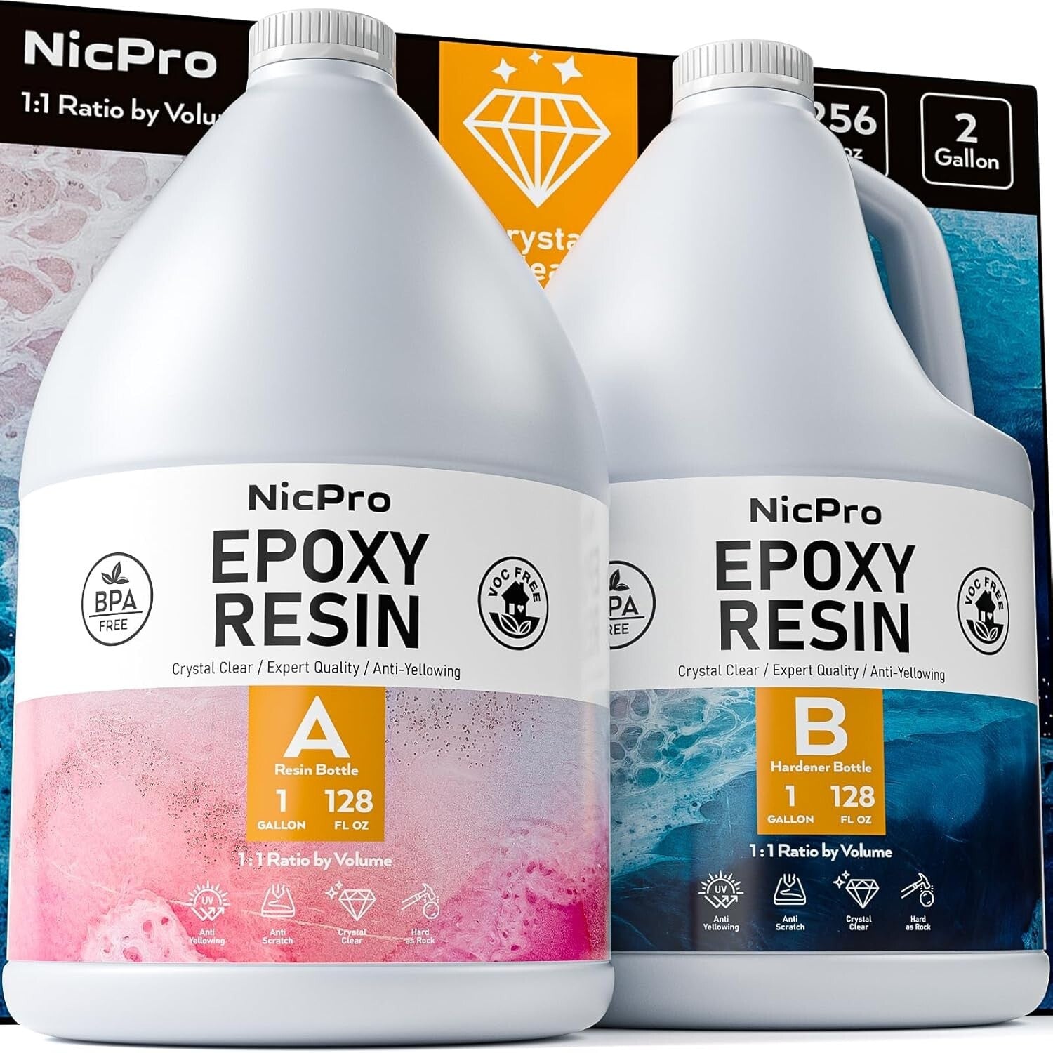 Durable 2-Gallon Epoxy Resin Kit for Crafts: Scratch Resistant & Bubble-Free