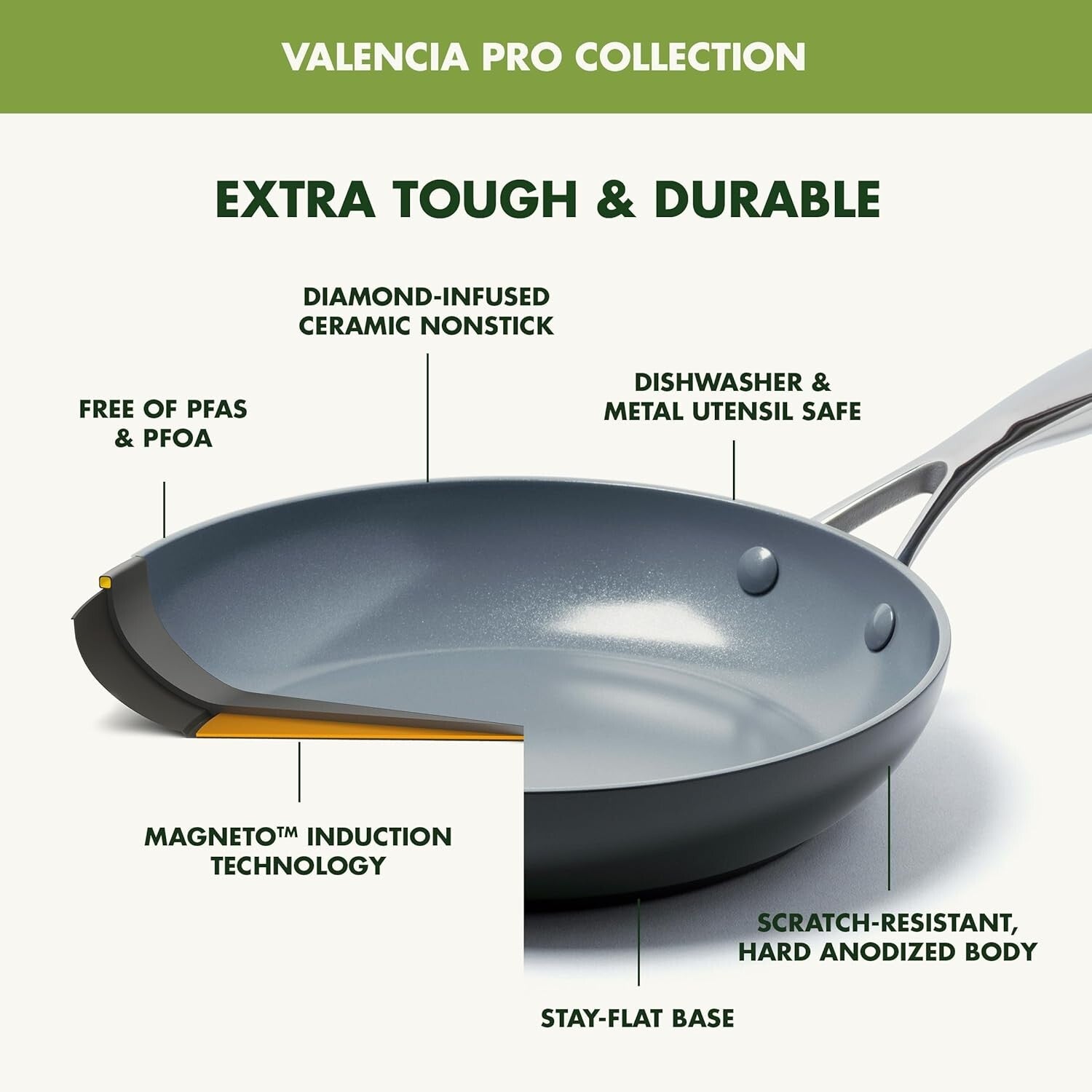 16-Piece Valencia Pro Cookware Set - Induction Safe, Oven Safe, Easy Cleanup