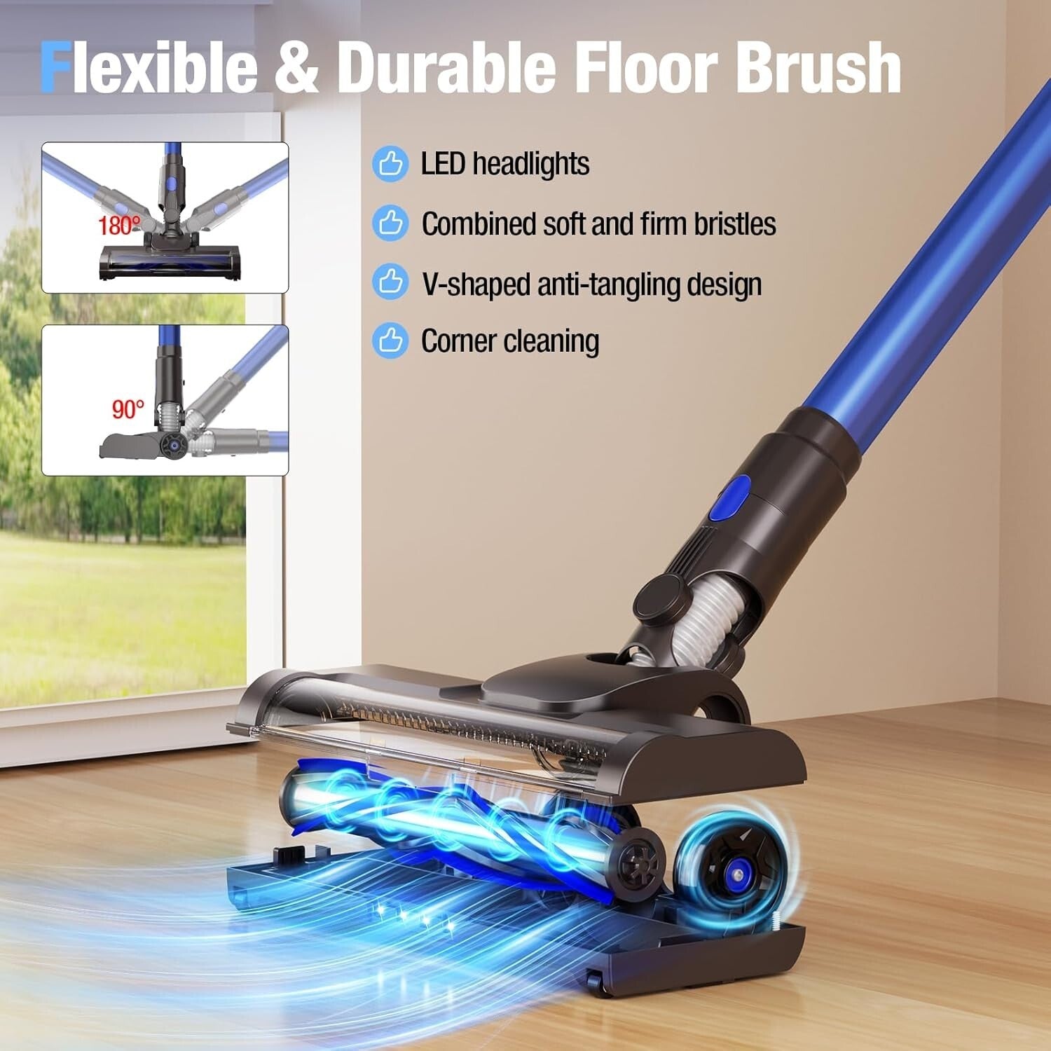 Ultra-Quiet 550W Cordless Vacuum with 3 Modes & LED Interface - Pet Hair Expert