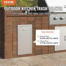 Load image into Gallery viewer, 13.4"W Outdoor Kitchen Trash Bin - Durable Stainless Steel with Silent Rails
