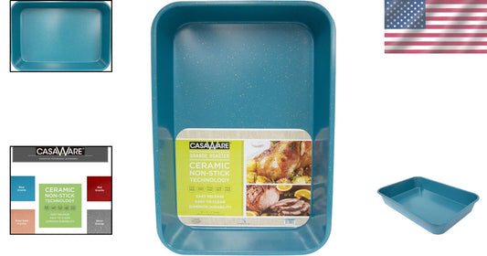 Extra Large 18x12 Blue Granite Ceramic Non-Stick Lasagna/Roaster Pan