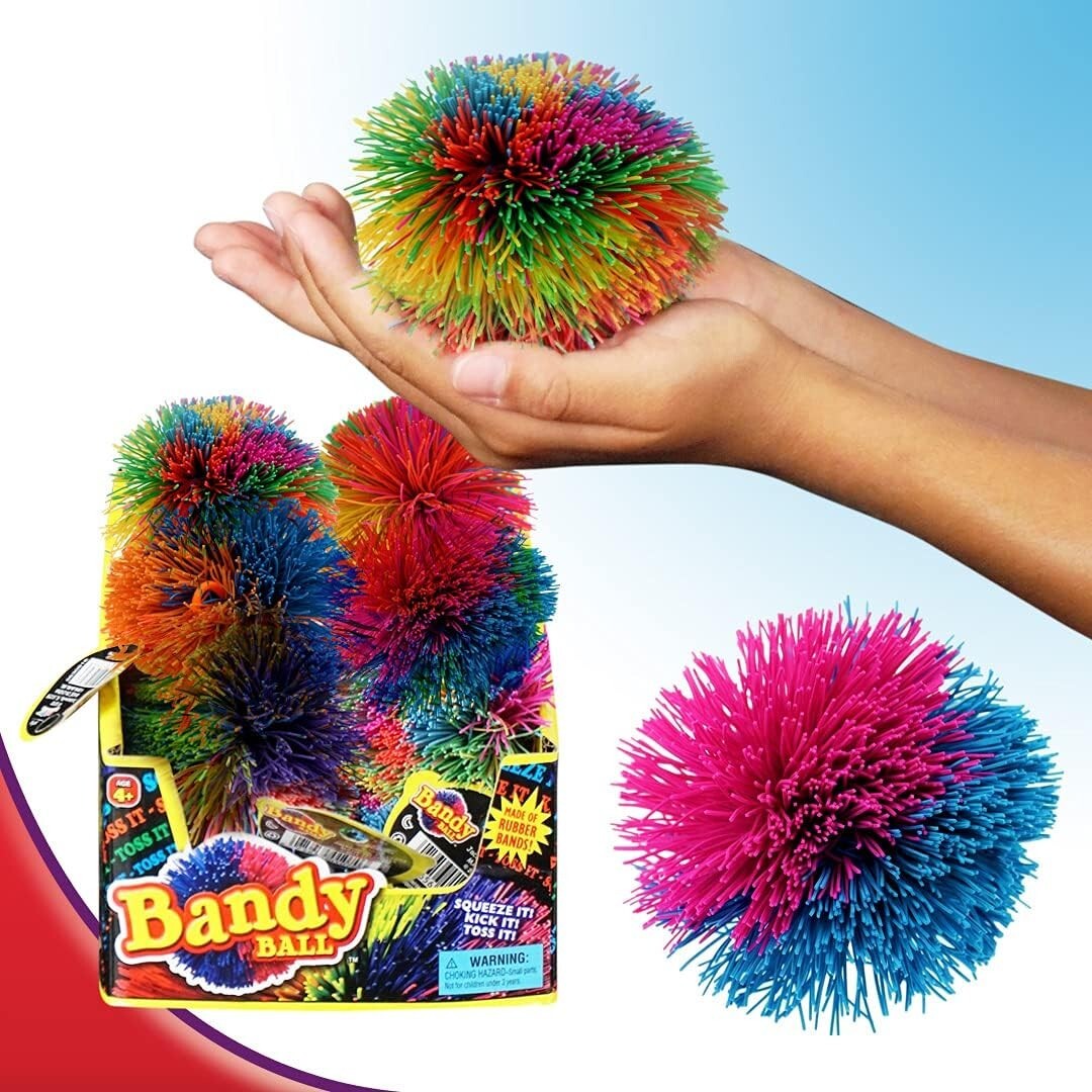 Assorted Rainbow Fuzzy Rubber Balls - 24 Pack Sensory Toy Set for Kids & Adults