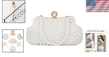 Load image into Gallery viewer, Handmade Pearl Evening Clutch with Detachable Straps - Elegant Wedding Accessory
