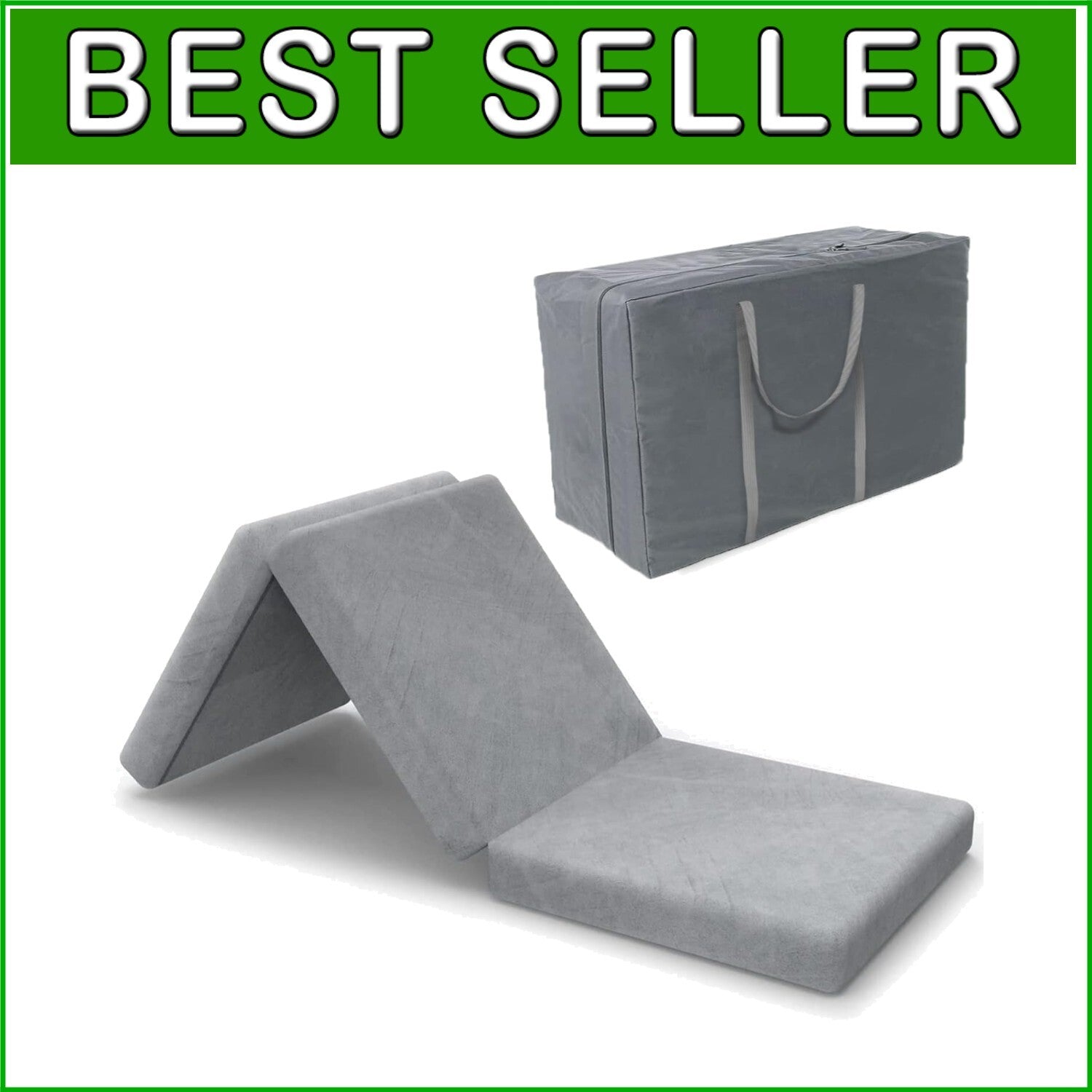 38x75 Waterproof Tri-Fold Mattress Topper with Removable Cover for Comfort