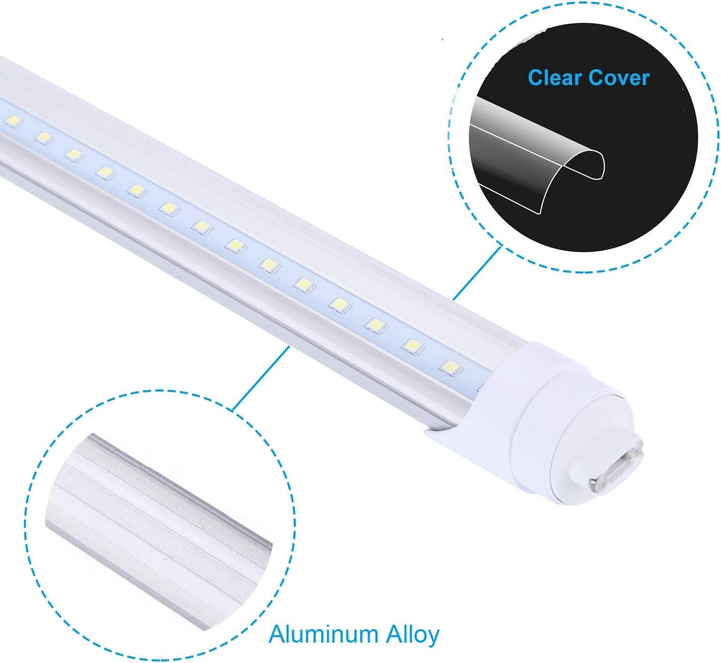High-Efficiency 8FT LED Tube with Dual-Ended Power - Ideal for Shops and Garages