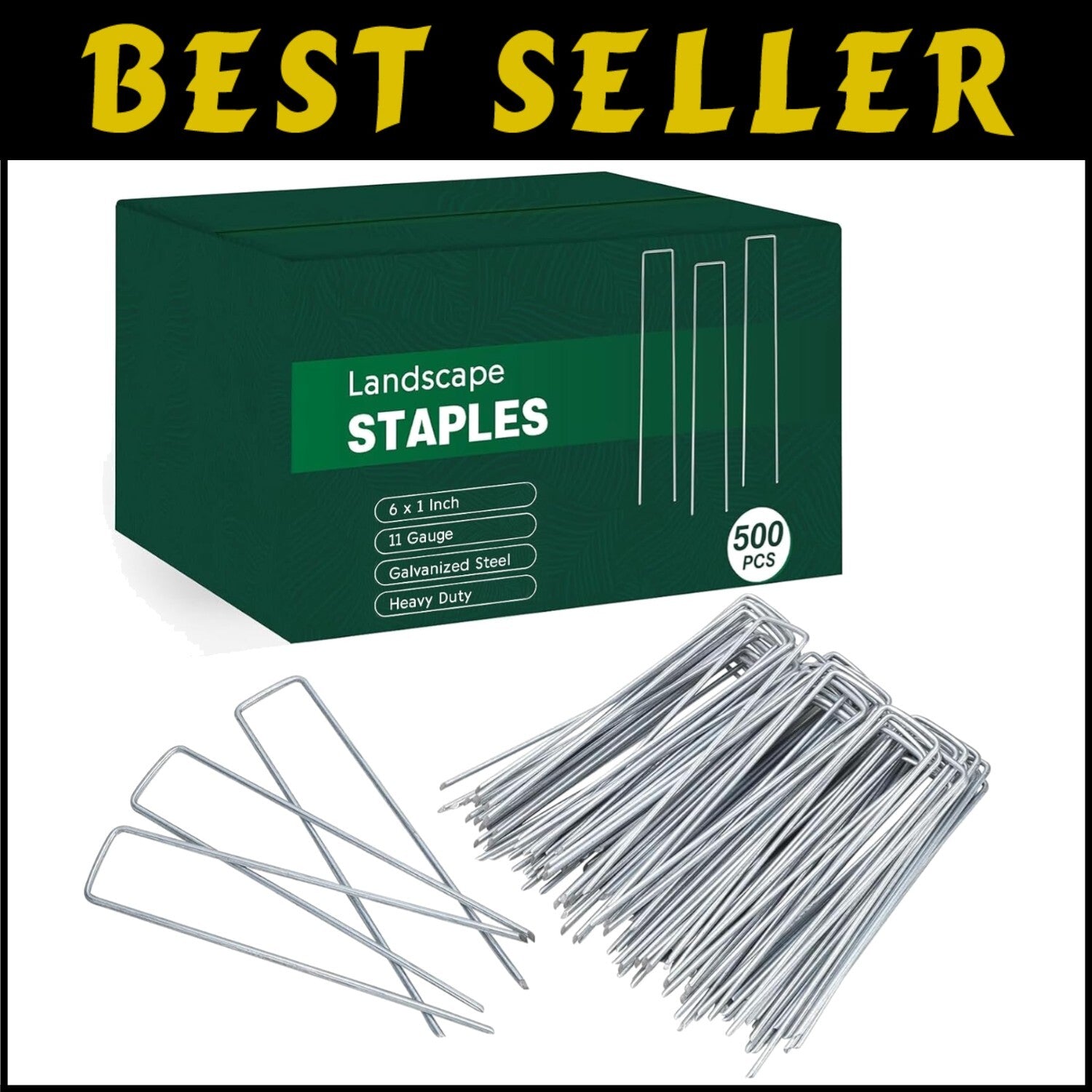 500 Galvanized Landscape Pins, 6 Inch Heavy-Duty Stakes for Efficient Gardening