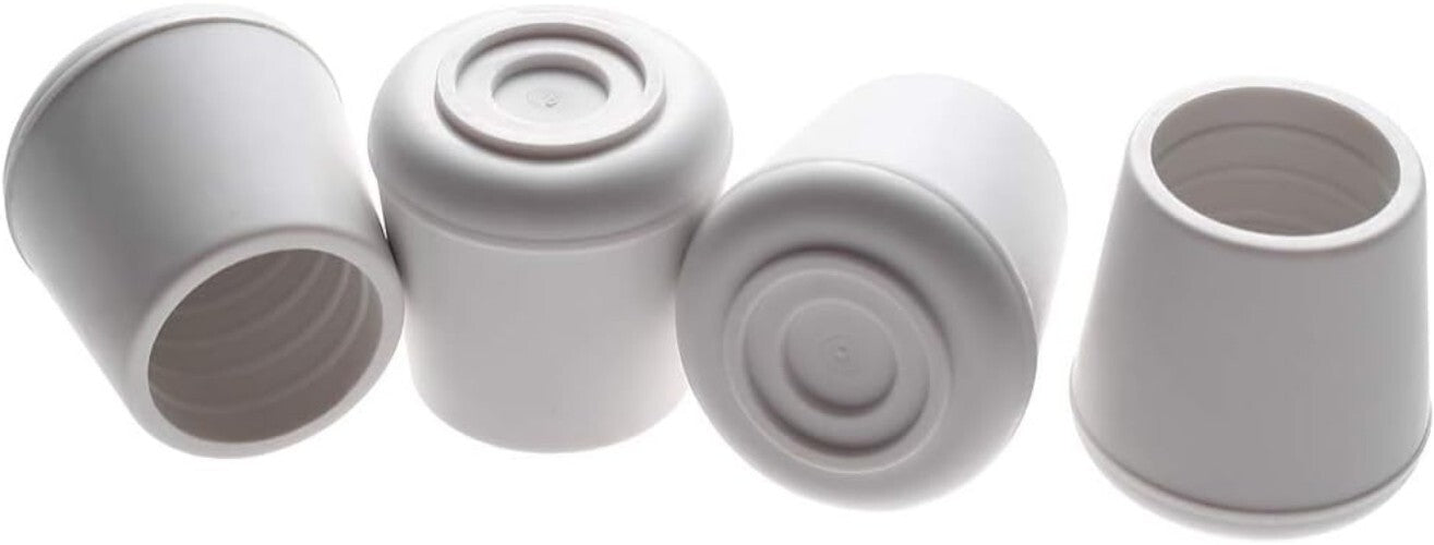 Stylish White Non-Slip Rubber Floor Protectors – 64 Chair Leg Tips, 1” Diameter