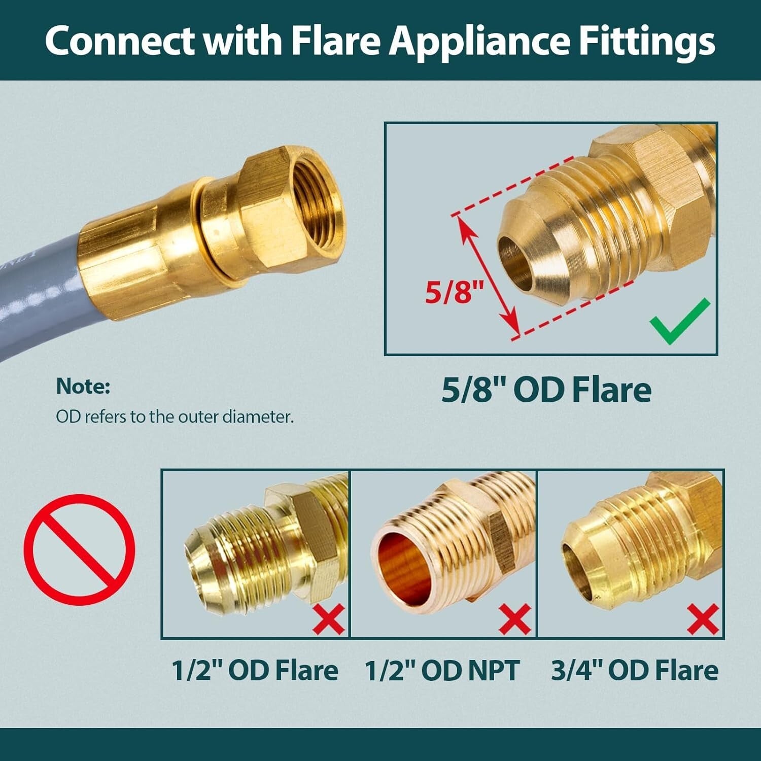 12ft 3/8'' ID Natural Gas Hose with Quick Connect for Grills & Heaters