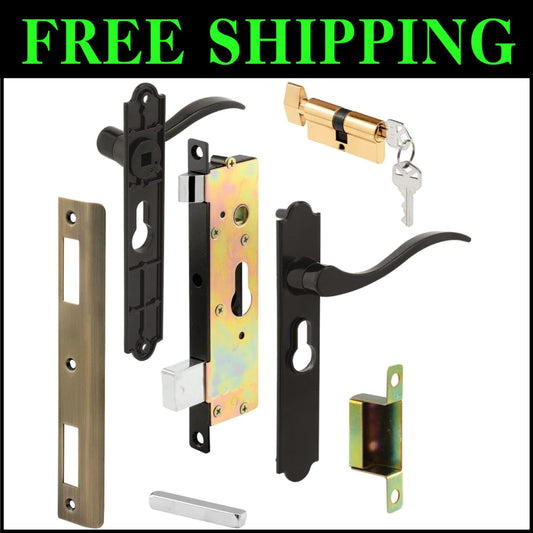 Durable Diecast Black Lever Handle Set for Storm Doors - Keyed for Security
