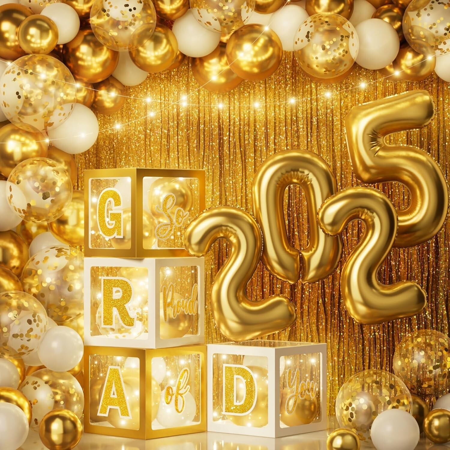 Chic Graduation Decorations - 2025 Theme with LED Lights & Non-Toxic Materials