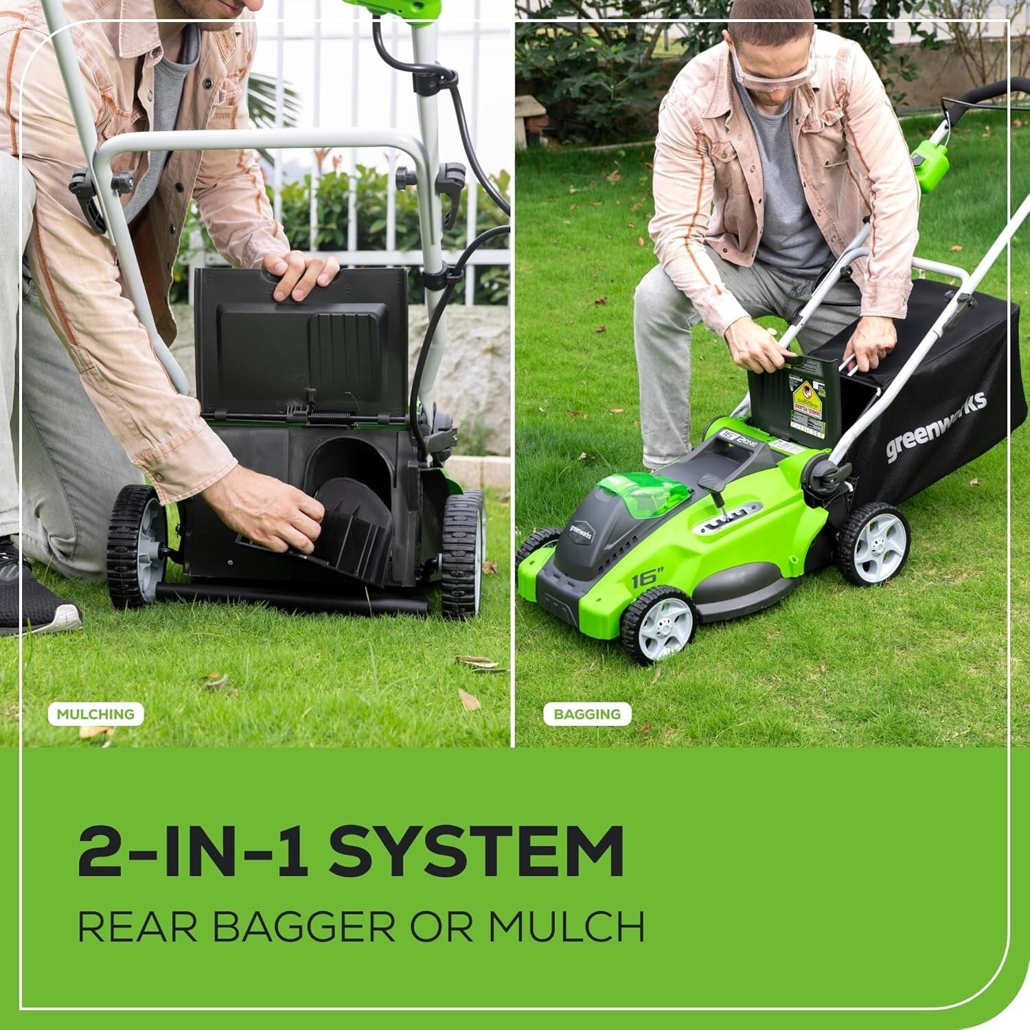 40V Cordless Push Lawn Mower - 16" Cutting Width with 4.0Ah Battery & Charger