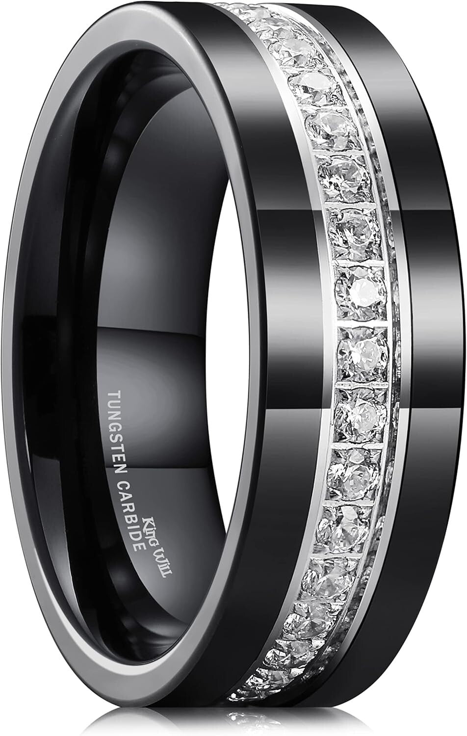 Men's Paid Engagement Ring in Tungsten - Comfort Fit with Cubic Zirconia Shine