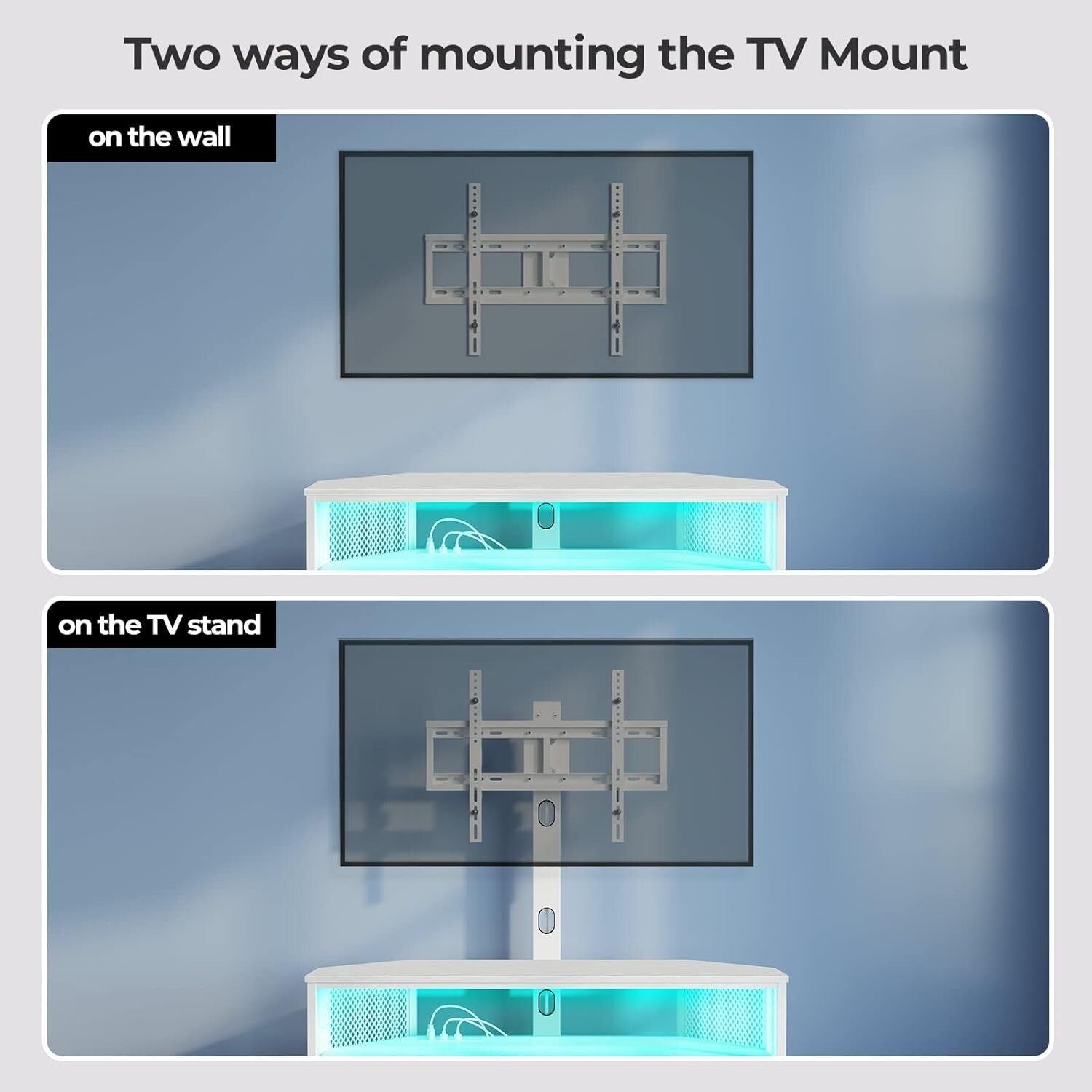 Swivel LED TV Stand with Mount, Power Outlet & Adjustable Heights - For Up to...