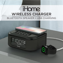 Load image into Gallery viewer, Multifunctional Alarm Clock with Wireless Charging Pad &amp; Bluetooth Music Speaker