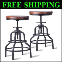 Load image into Gallery viewer, Vintage Industrial Bar Stools - Rustic Design with Swivel &amp; Adjustable Heights