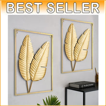 Load image into Gallery viewer, Stylish Gold Leaf Wall Sculpture - Set of 2, 24" x 16" for Versatile Decor