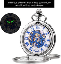 Load image into Gallery viewer, Stylish 47mm Skeleton Pocket Watch with Engraving - Perfect Gift for Men &amp; Women