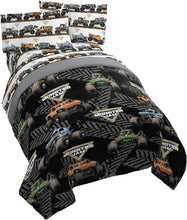 Load image into Gallery viewer, Complete Monster Jam Twin Size Bed Set: Fun Comforter and Sheets for Kids' Rooms