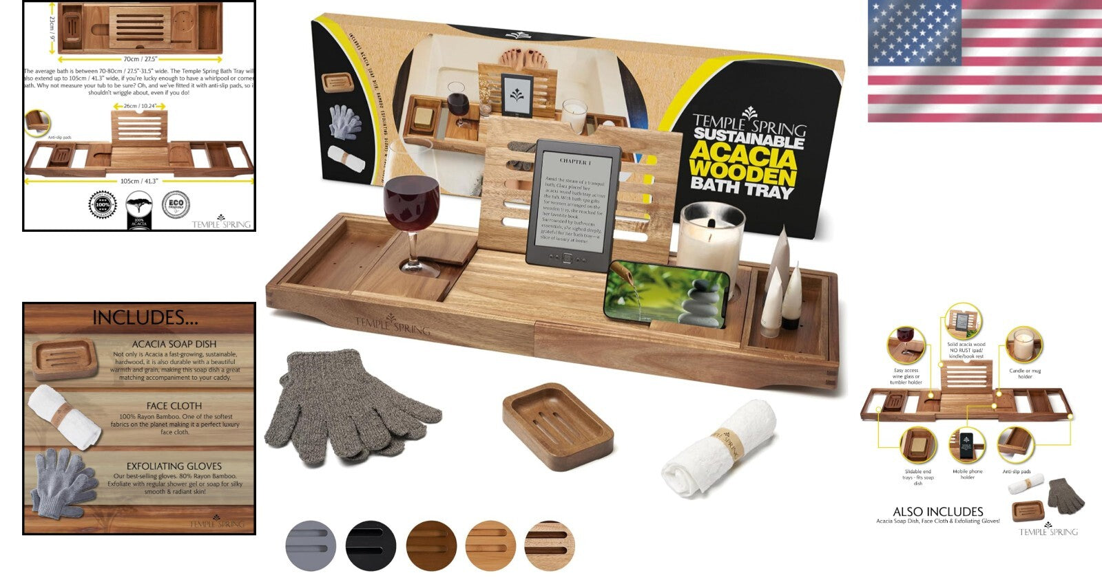 Elegant Wooden Bath Tray for Tub - Adjustable Acacia Spa Caddy & Accessories