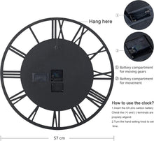 Load image into Gallery viewer, Large 23 Inch Wall Clock with Steampunk Design and Moving Gears - Perfect Gift