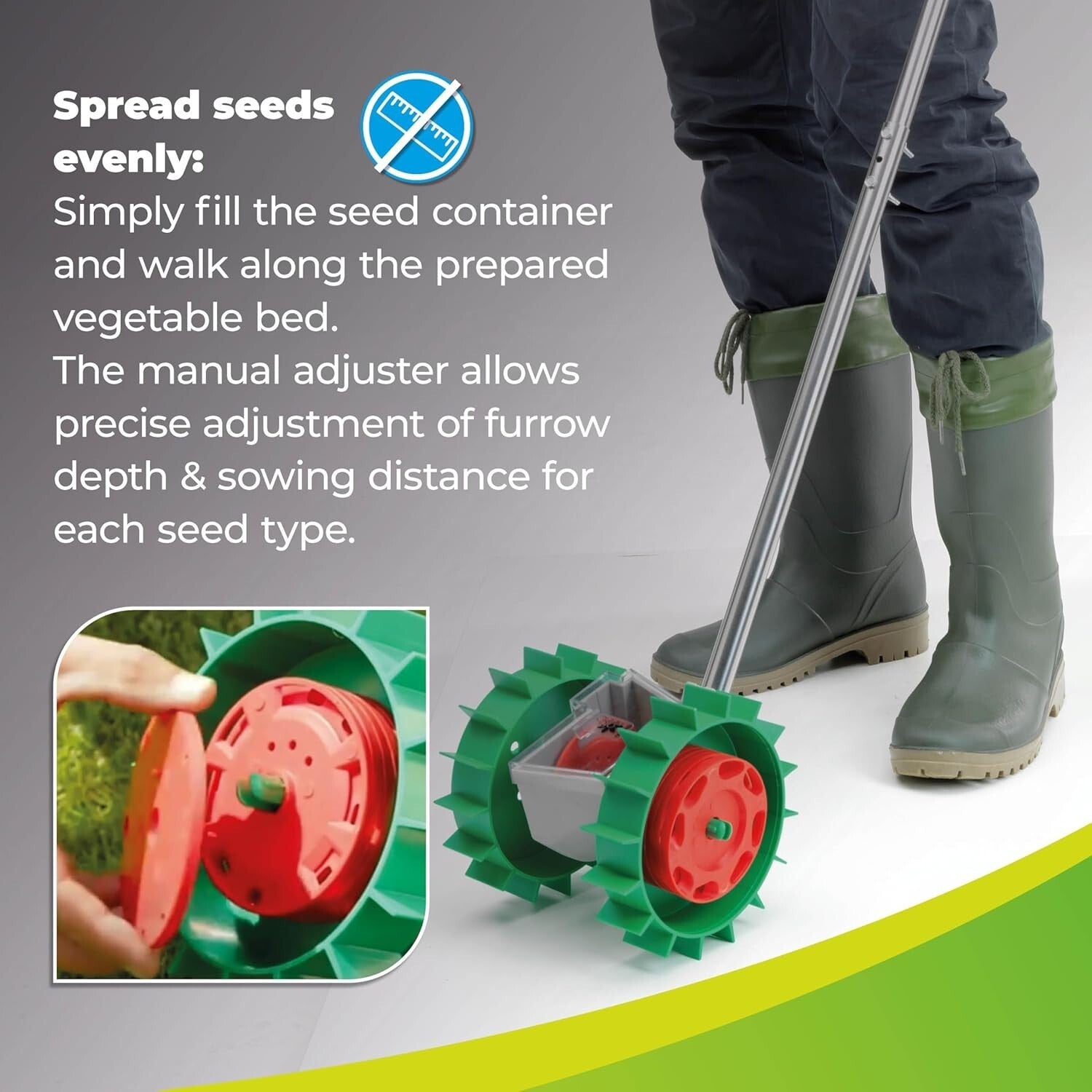 Compact Ergonomic Seeder with 6 Disc Options for Efficient Vegetable Gardening