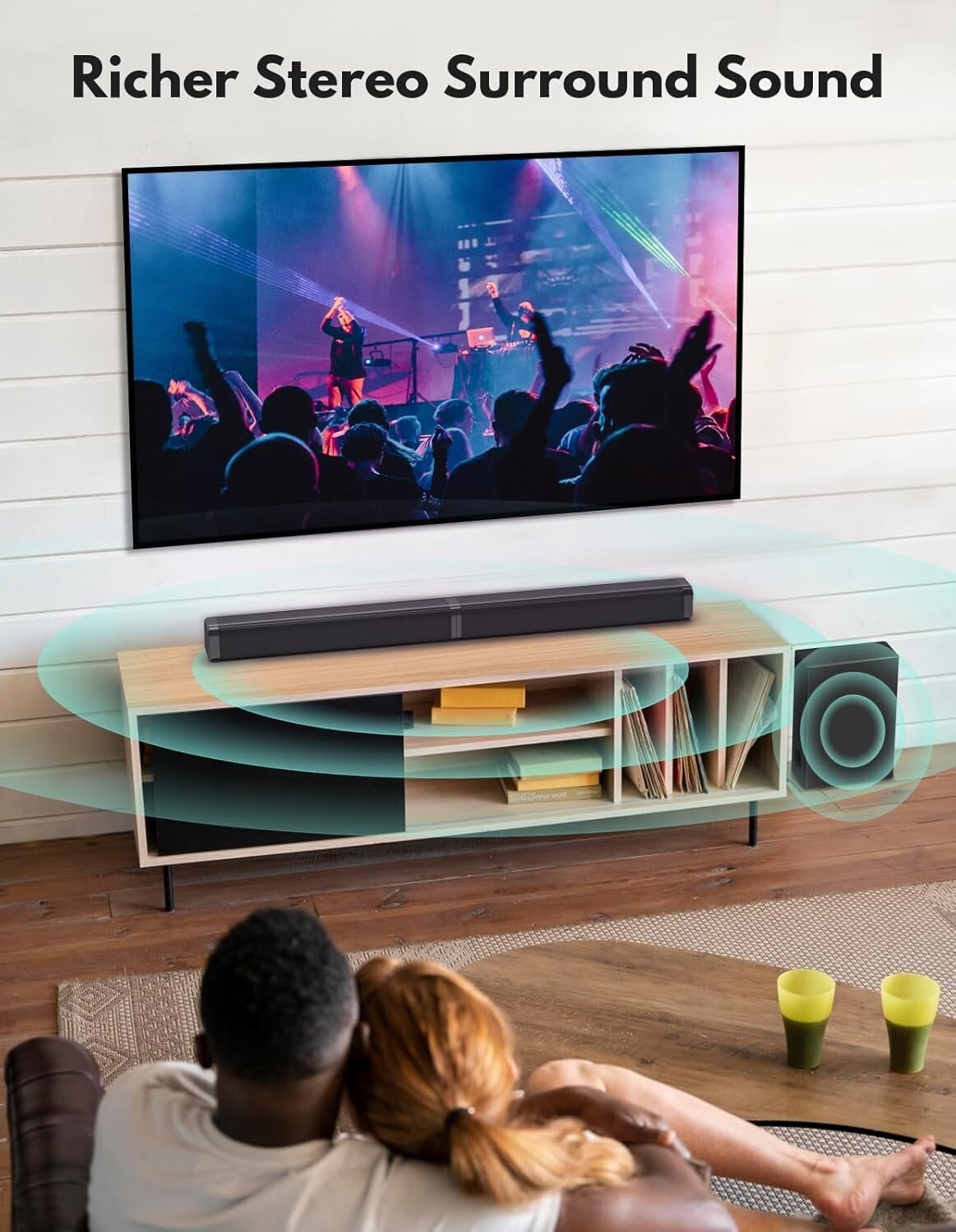 Bluetooth 5.0 Surround Sound Bar with Subwoofer – 10 EQ Modes & Remote Control