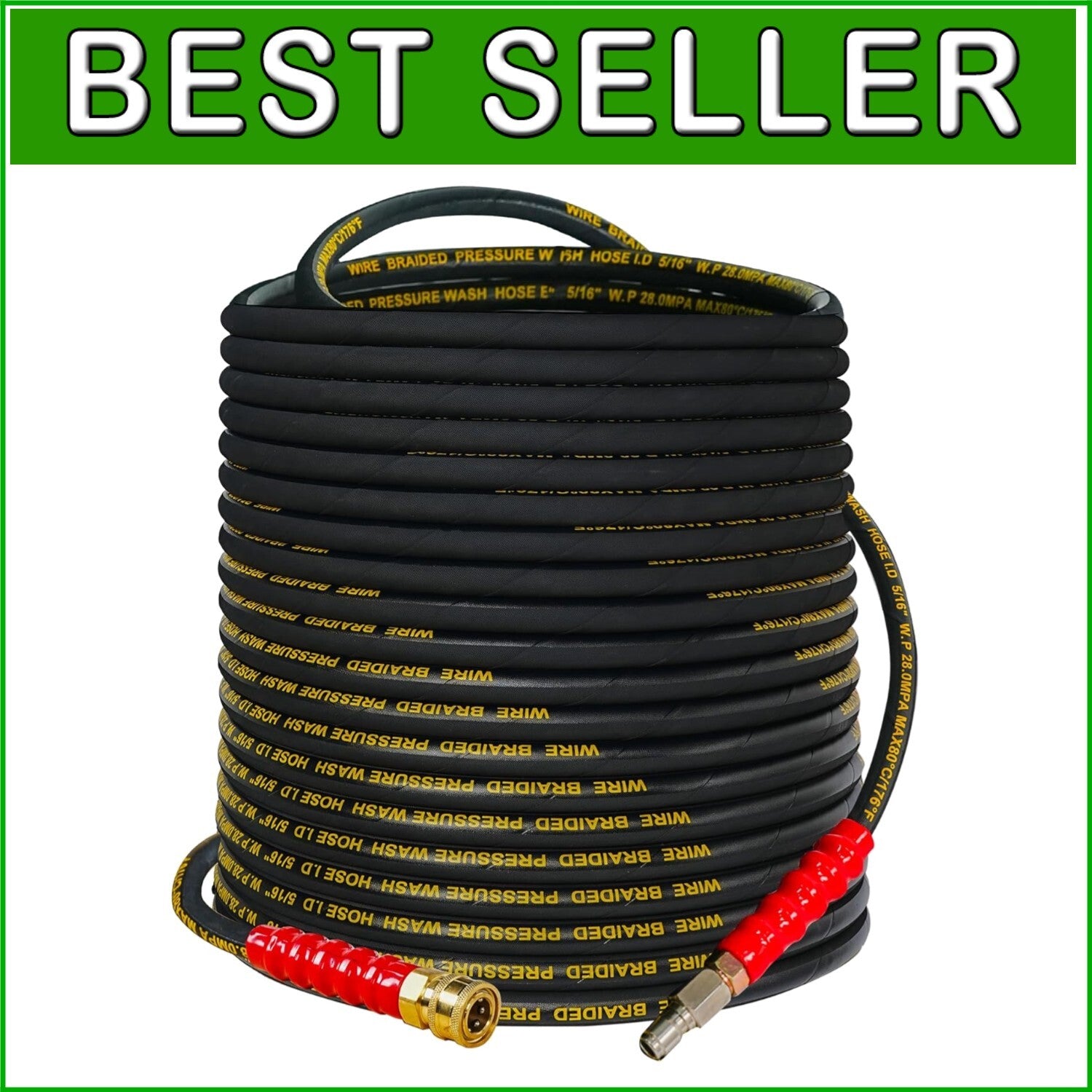 Durable 100FT Rubber Kink Resistant Hose for Efficient 4000 PSI Pressure Washing
