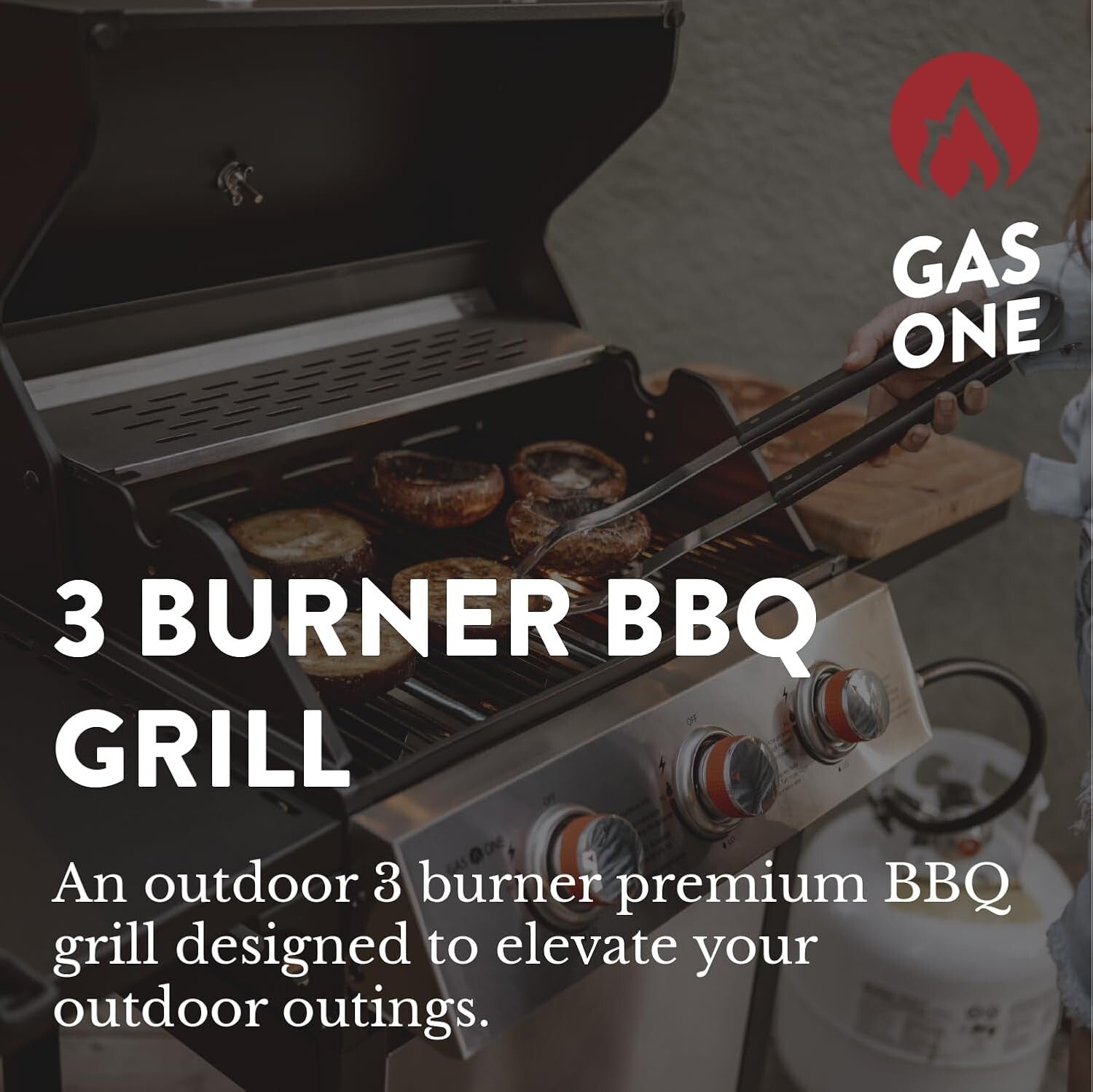 Black Stainless Steel BBQ Grill – 3 Burners with Built-In Wheels for Easy Use