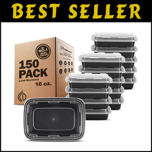 Airtight 1 Compartment Meal Prep Containers - 16oz Bento Box for Healthy Lunches