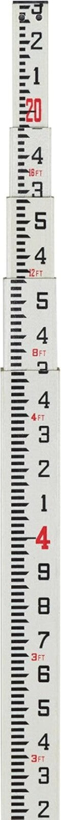 Professional 20' Fiberglass Leveling Rod with Weather-Resistant Graduation Marks