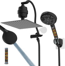 Load image into Gallery viewer, Dual Filtered Shower Head Set: 12'' Rainfall with Adjustable Arm &amp; 10 Settings