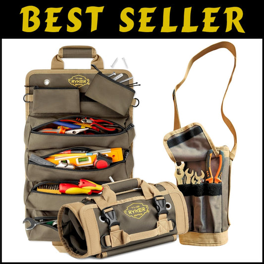 Heavy-Duty Roll Up Tool Bag Organizer with Detachable Pouches - 20.3in Size