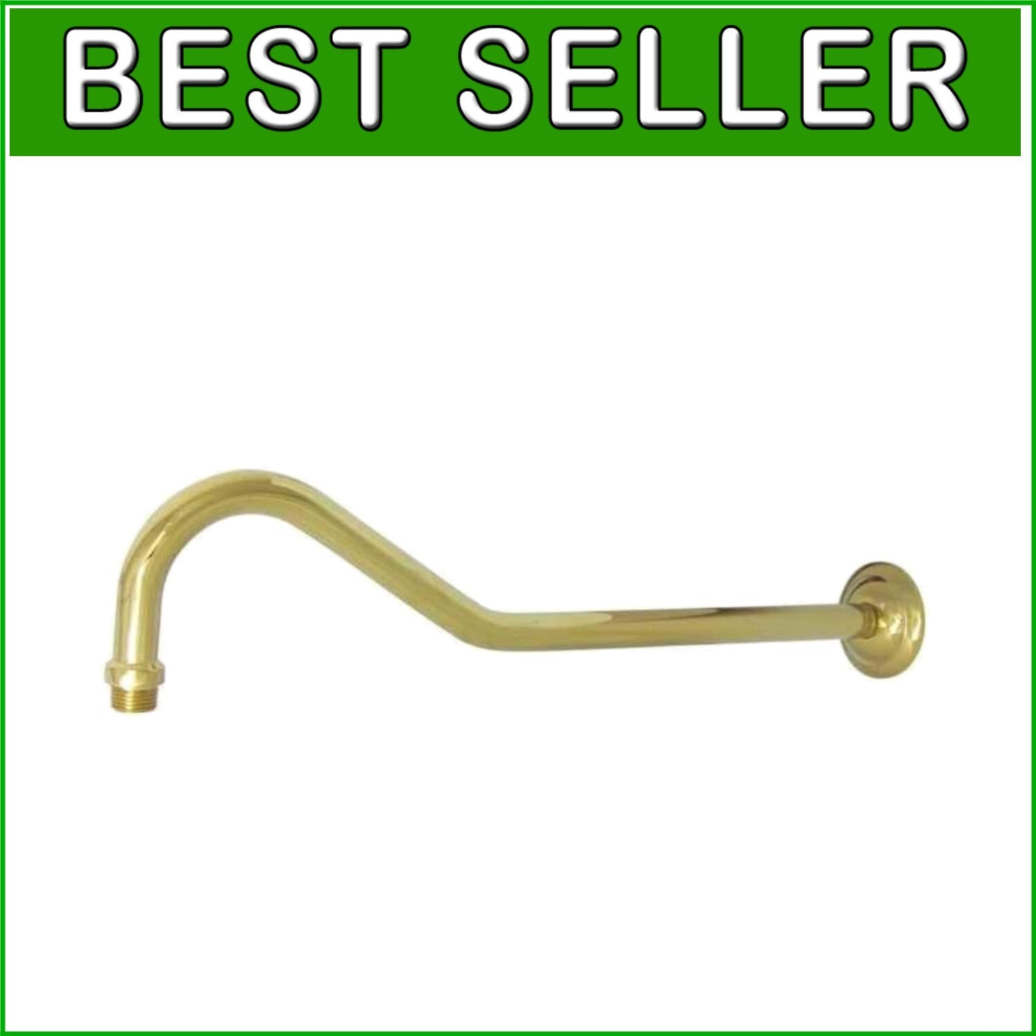 17-Inch Wall-Mounted Brass Shower Arm with Polished Finish - Easy Installation