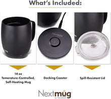 Load image into Gallery viewer, Self-Heating Temperature-Controlled Coffee Mug - 14 oz. Black Ceramic Elegance