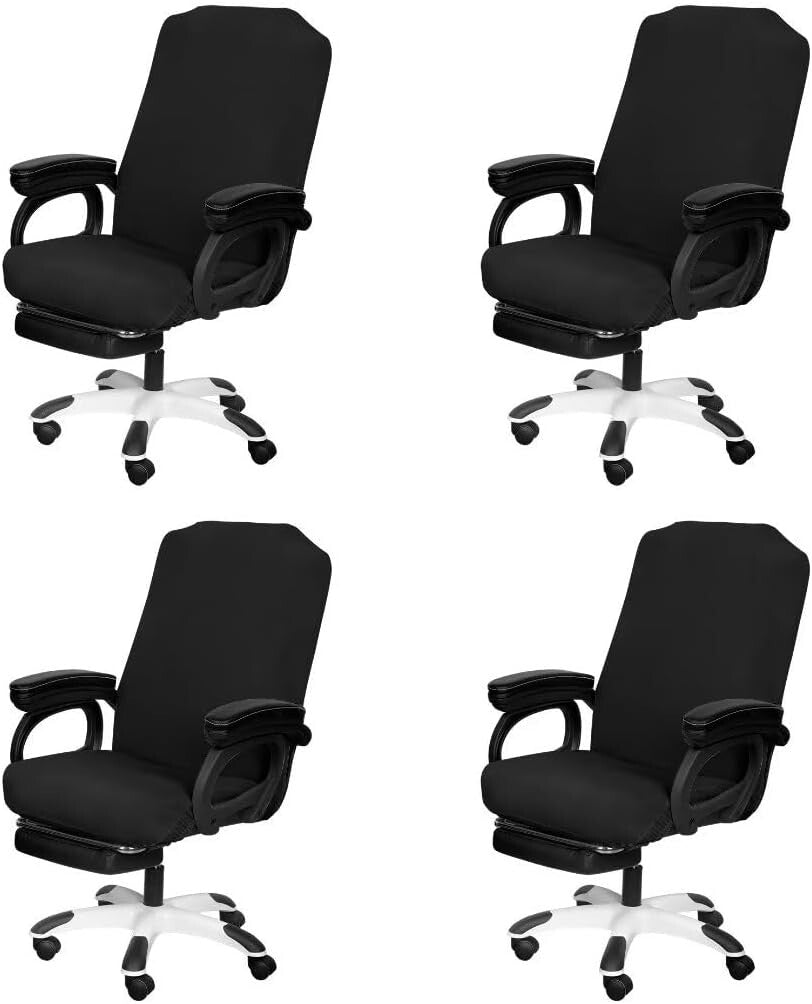Universal Black Stretch Chair Covers - 4 Pack Machine Washable Office Slipcovers