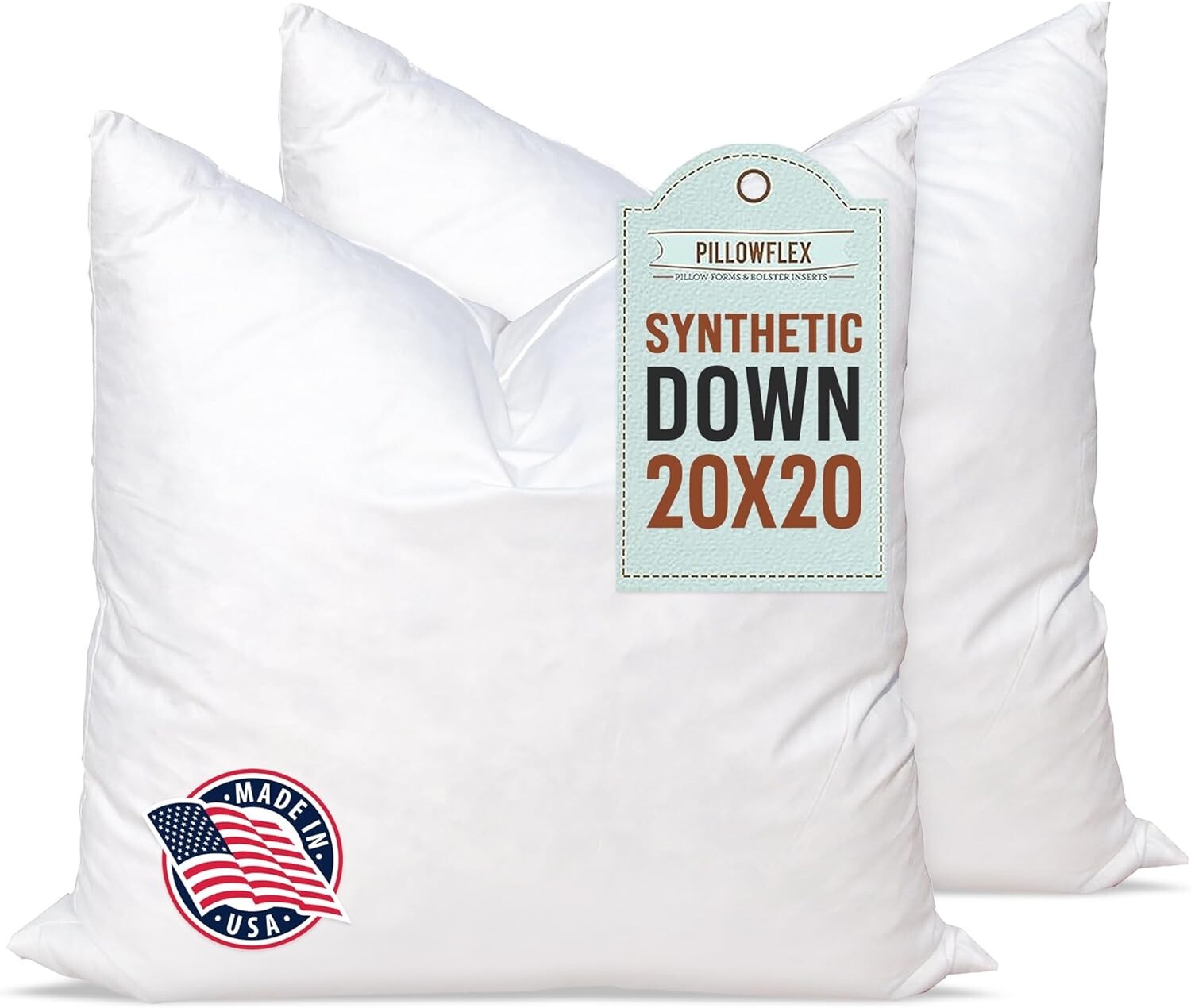 Premium Down Alternative 20x20 Pillow Inserts - Supportive, Washable & Stylish