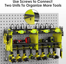 Load image into Gallery viewer, Efficient Power Tool Wall Organizer with 4 Slots, Hooks, and Surge Protection