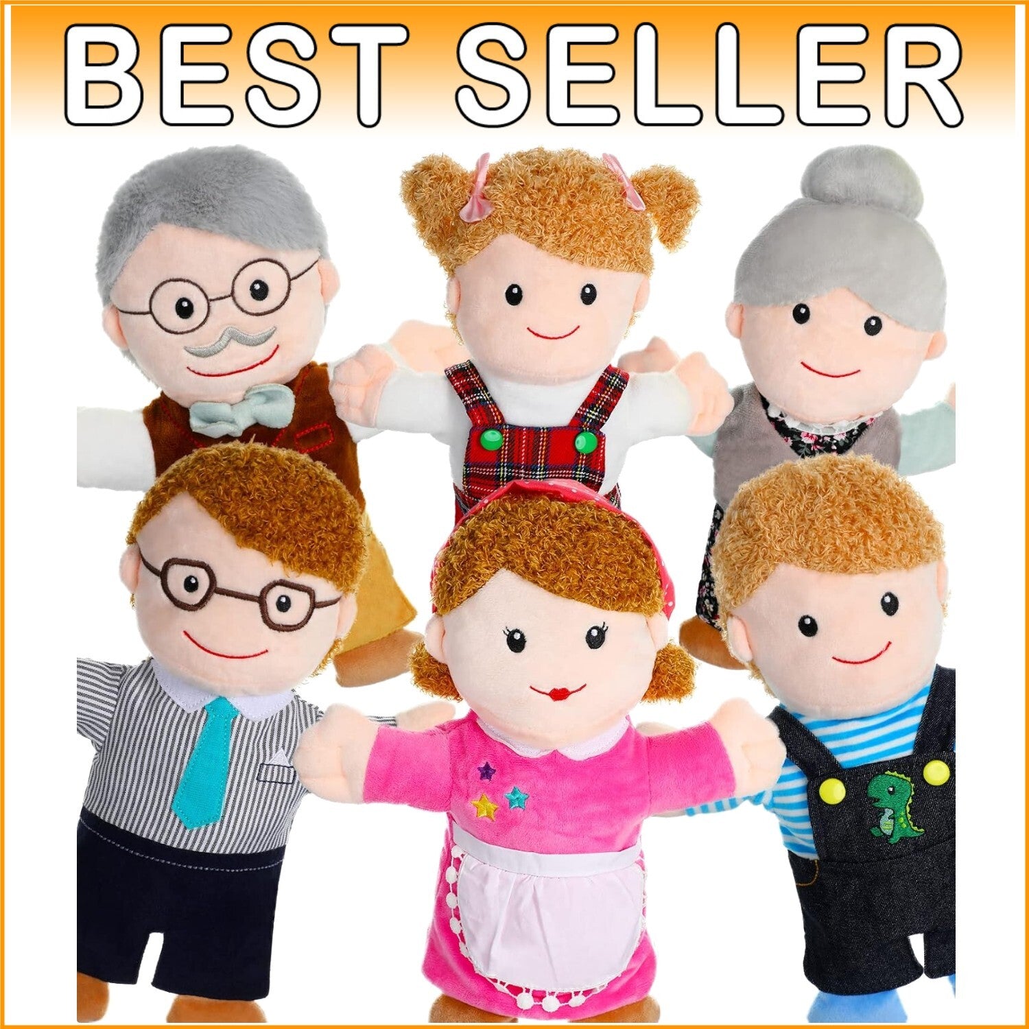 11.8" Family Member Puppet Set - 6 Pieces for Classroom and Home Theater Fun