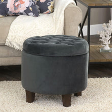 Load image into Gallery viewer, Upholstered Velvet Tufted Round Ottoman with Storage for Elegant Living Spaces