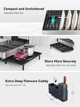 Load image into Gallery viewer, Black Expandable Dish Rack with Flip-Up Holders - 304 Stainless Steel Durability