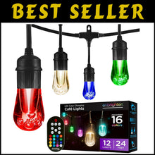 Load image into Gallery viewer, Elegant 24ft Outdoor String Lights with Remote Control &amp; Weatherproof Design
