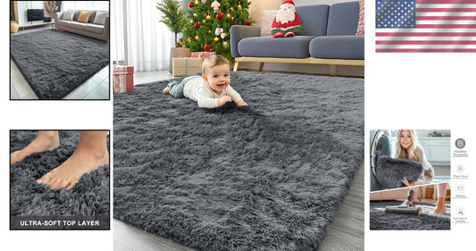 Luxurious 5x7 Tufted Area Rug - High Pile, Stain Resistant & Family-Friendly
