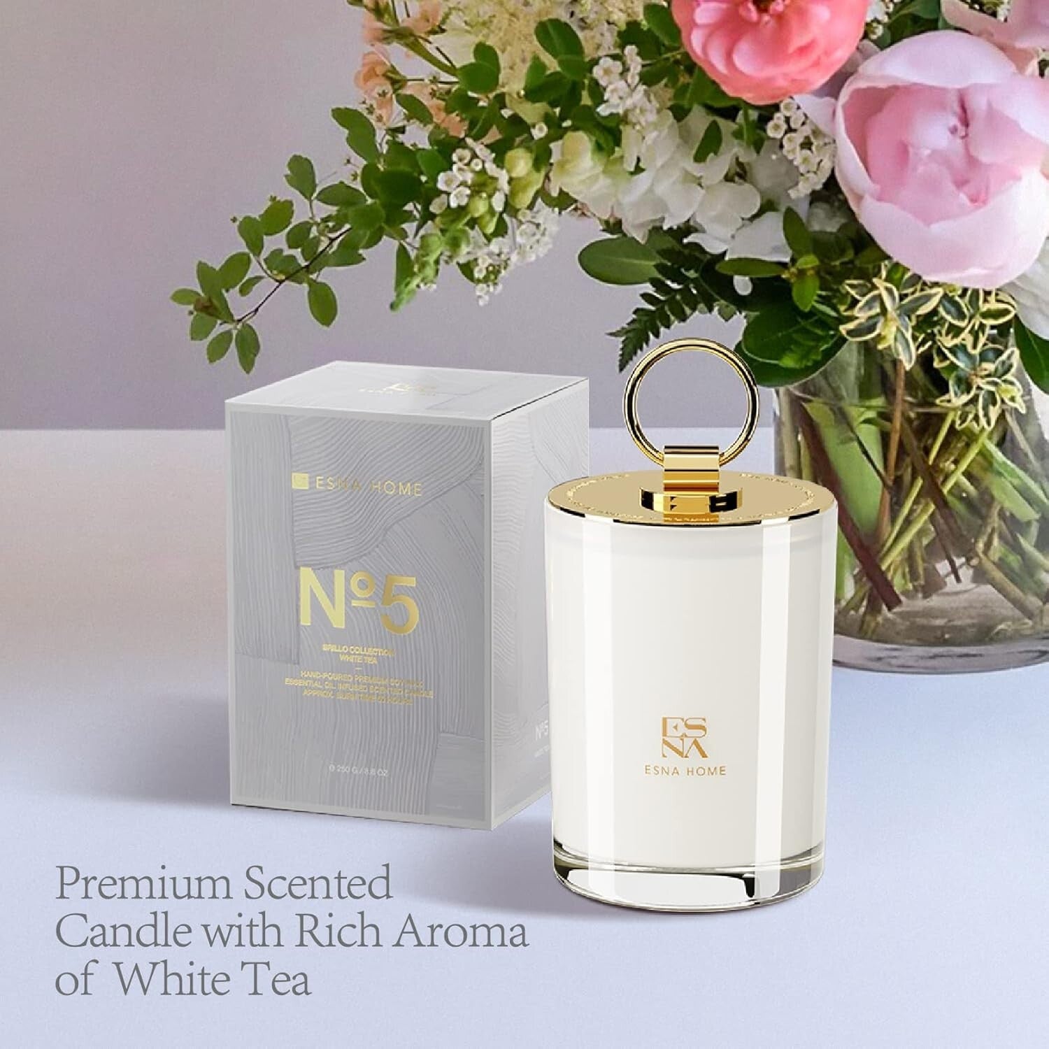 50+ Hour Lavender Scented Candle - Clean Burn Soy Wax for Mindful Relaxation