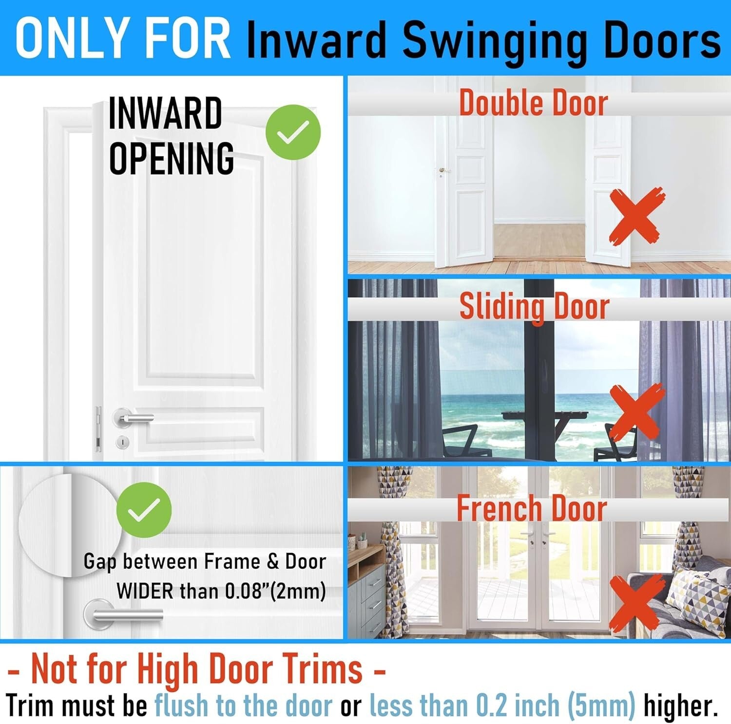 4-Pack Home Security Door Reinforcement Locks - Childproof and Easy to Install