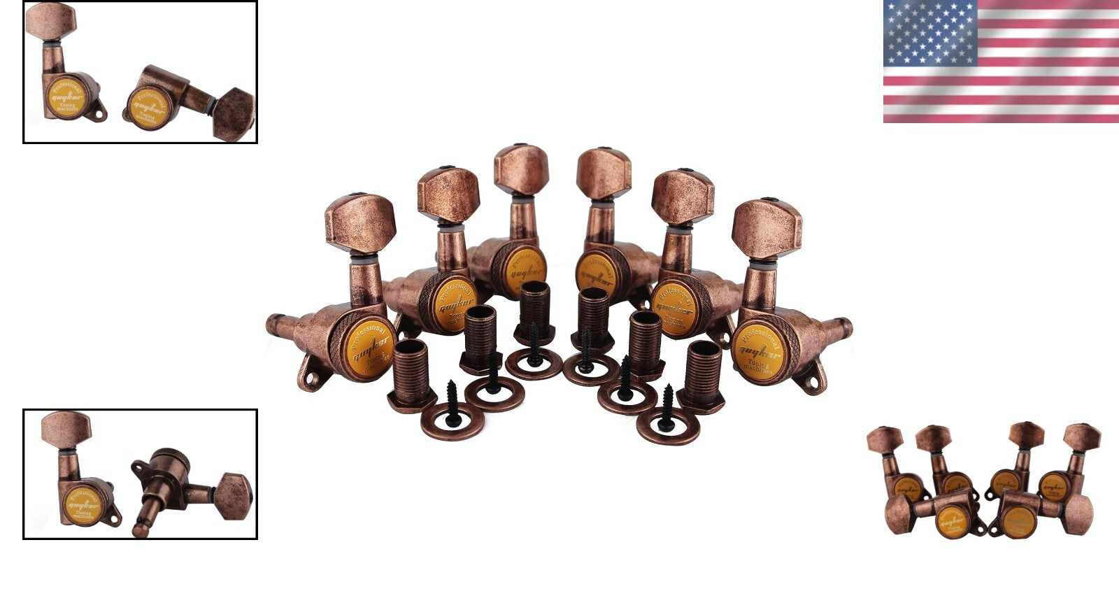 1:18 Gear Ratio Locking Tuners 3L + 3R - Ideal for Electric & Acoustic Guitars