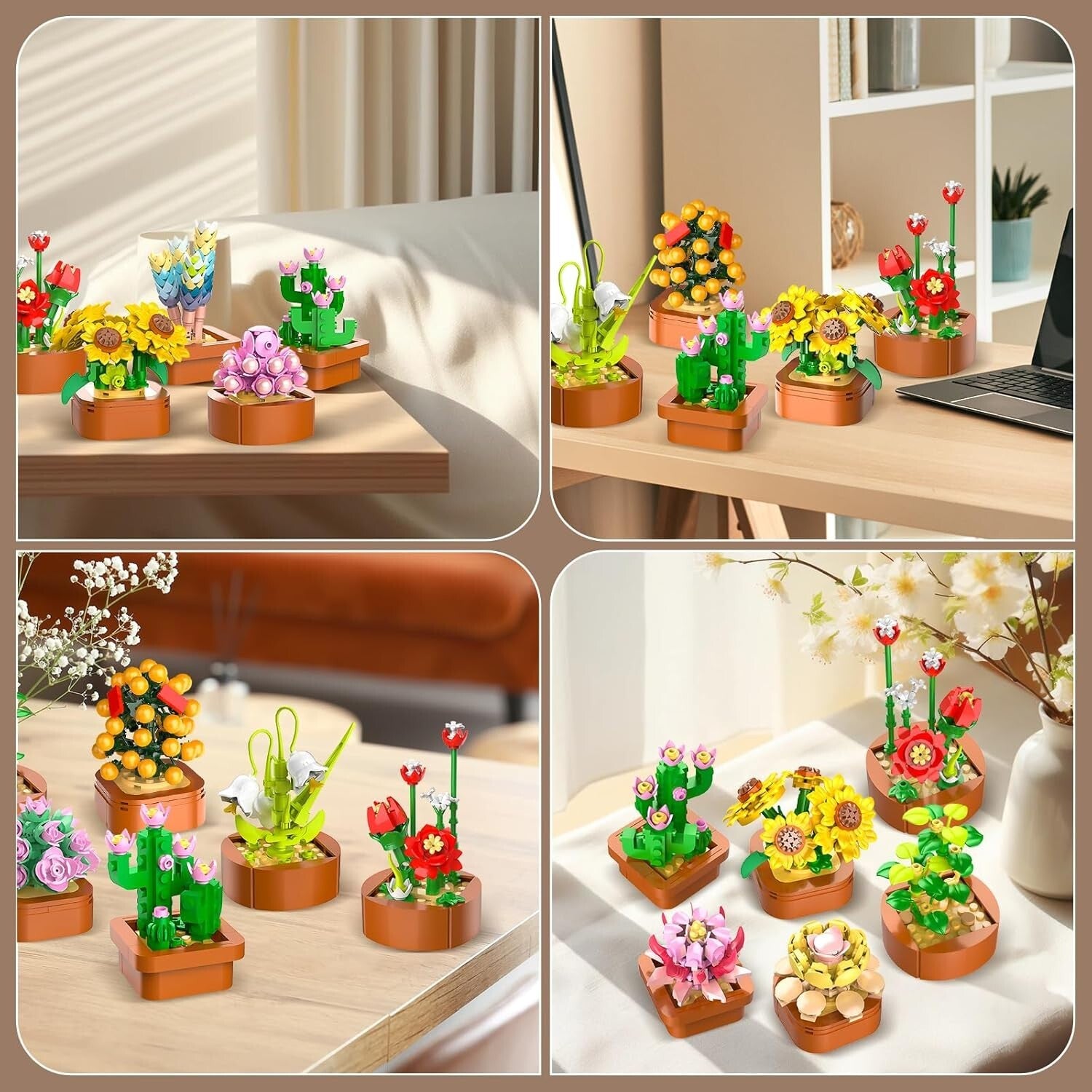 Customizable Succulent Building Set - 12 Unique Mini Blocks for Home Display