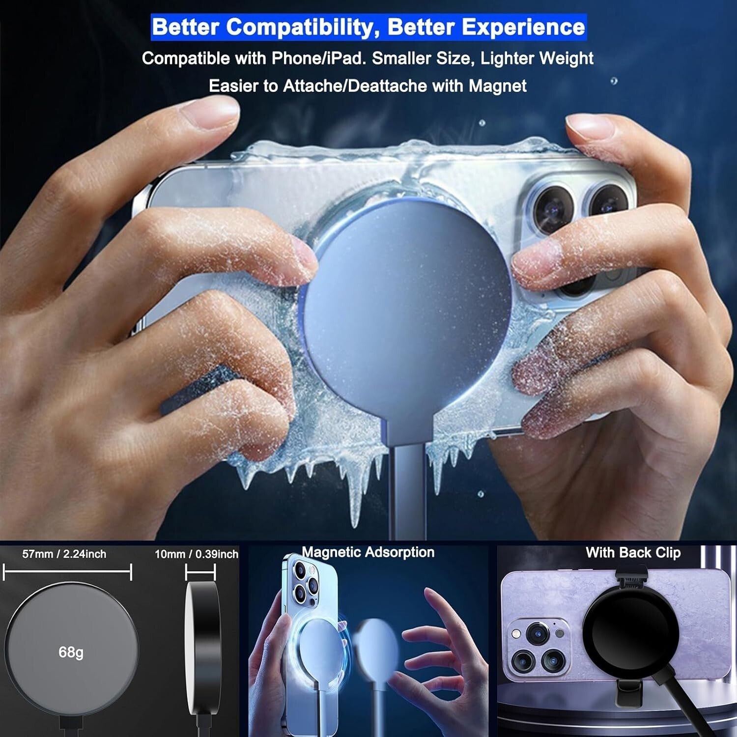 Ultra-Fast 48W Phone Cooler for Gaming & Streaming - Magnetic Liquid Cooling