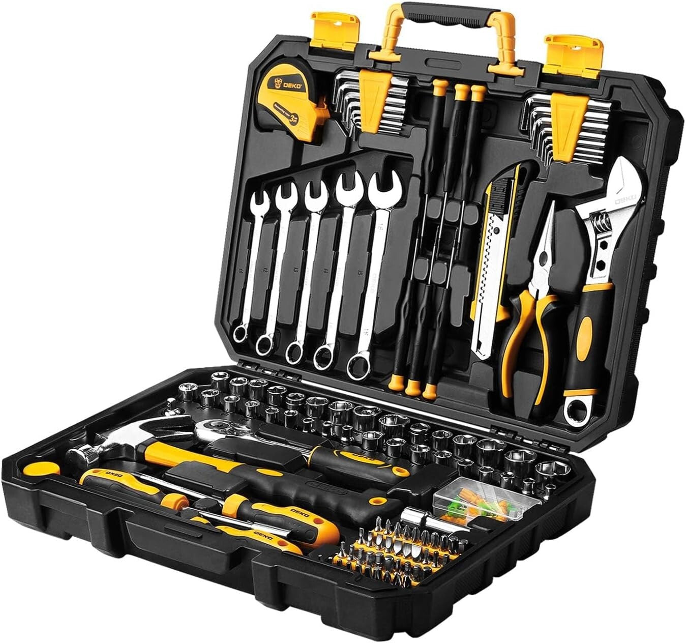 Durable 158-Piece Hand Tool Kit with Toolbox - Ideal for Home and Auto Repair