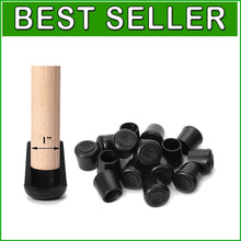Load image into Gallery viewer, Heavy Duty 1-Inch Black Rubber Chair Leg Tips for Noise Reduction &amp; Floor Safety