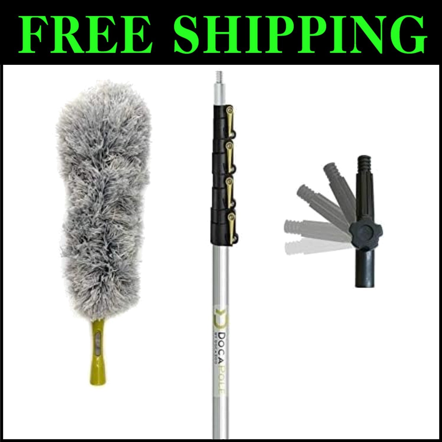 Lightweight 7-30ft Extendable Pole with Microfiber Duster for Versatile Cleaning